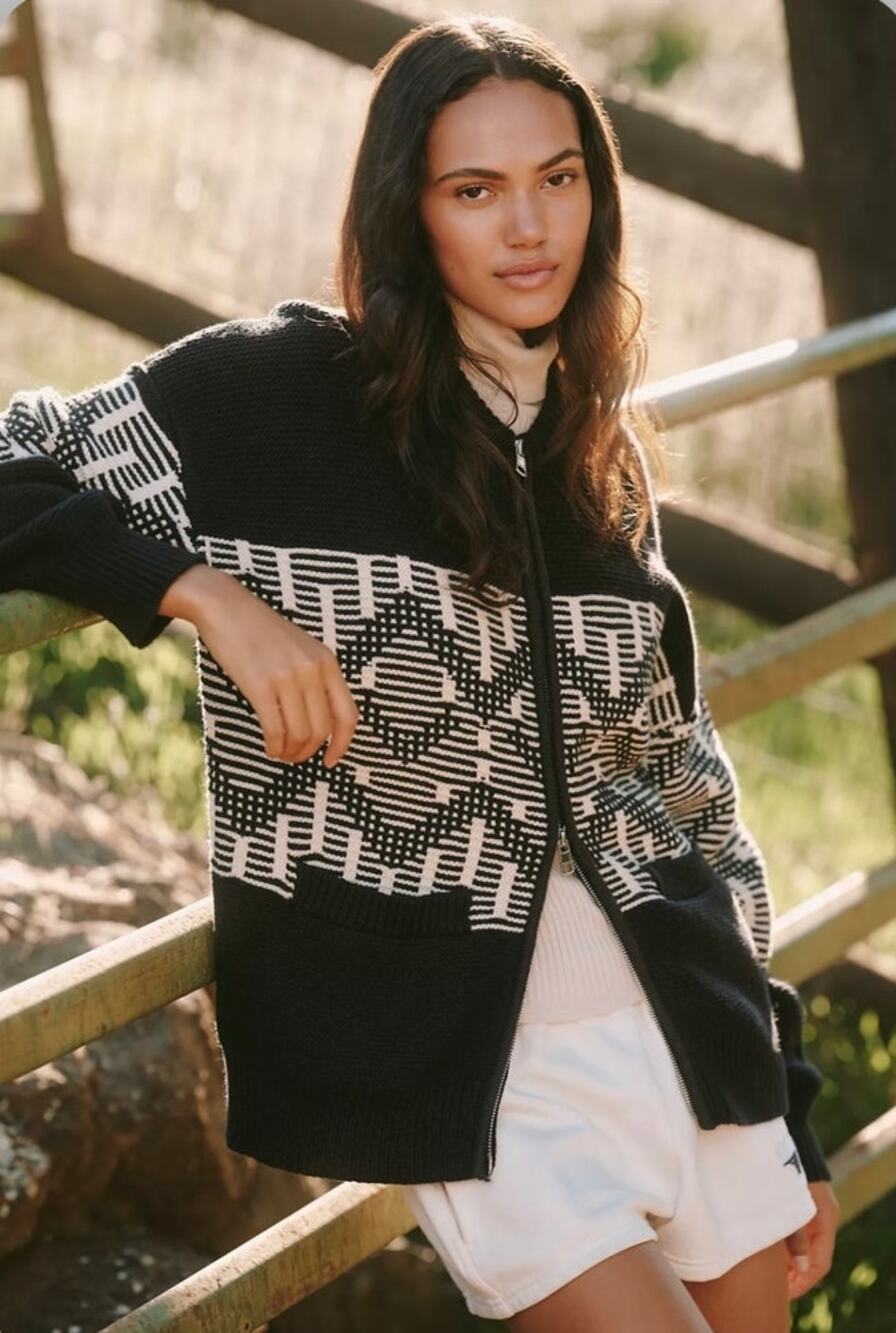 Varley Linnea Fairisle Knit Jacket Size Large